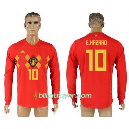 Billige Fotballdrakter Belgia Eden Hazard 10 VM 2018 Hjemmedraktsett Langermet