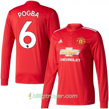 Billige Fotballdrakter Manchester United Pogba 6 Hjemmedraktsett 2017/18 Langermet