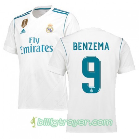 Billige Fotballdrakter Real Madrid BENZEMA 9 Hjemmedraktsett 2017/18 Kortermet