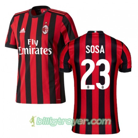 Billige Fotballdrakter AC Milan SOSA 23 Hjemmedraktsett 2017/18 Kortermet