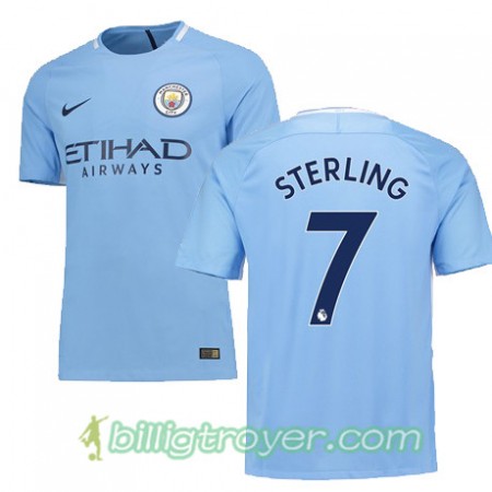 Billige Fotballdrakter Manchester City STERLING 7 Hjemmedraktsett 2017/18 Kortermet