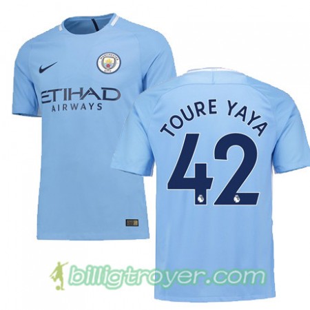 Billige Fotballdrakter Manchester City TOURE YAYA 42 Hjemmedraktsett 2017/18 Kortermet