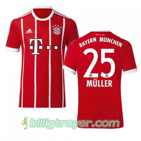 Billige Fotballdrakter FC Bayern München MULLER 25 Hjemmedraktsett 2017/18 Kortermet
