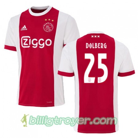 Billige Fotballdrakter AFC Ajax KASPER DOLBERG 25 Hjemmedraktsett 2017/18 Kortermet