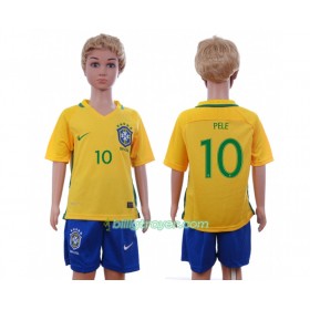 Billige Fotballdrakter Brasil Pele 10 Barn Hjemmedraktsett 2016 Kortermet