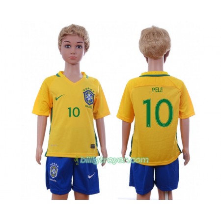Billige Fotballdrakter Brasil Pele 10 Barn Hjemmedraktsett 2016 Kortermet