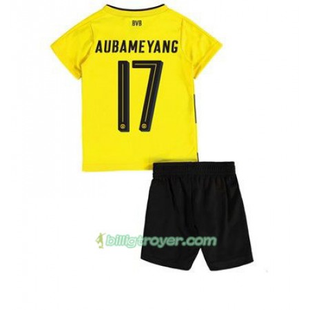 Billige Fotballdrakter Borussia Dortmund Aubameyang 17 Barn Hjemmedraktsett 2017/18 Kortermet