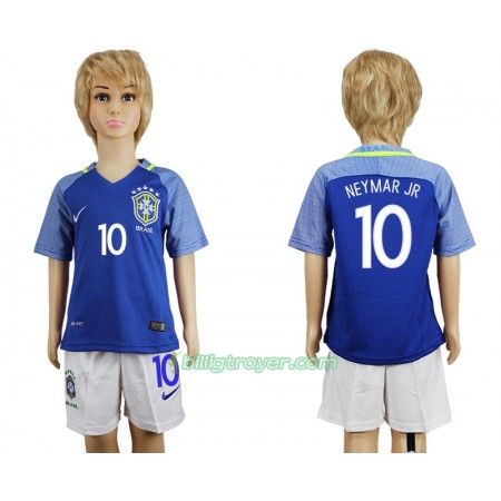Billige Fotballdrakter Brasil Neymar JR 10 Barn Bortedraktsett 2016 Kortermet