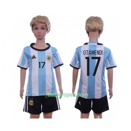 Billige Fotballdrakter Argentina Otamendi 17 Barn Hjemmedraktsett 2016 Kortermet