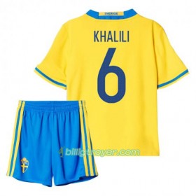 Billige Fotballdrakter Sverige Khalili 6 Barn Hjemmedraktsett 2016 Kortermet