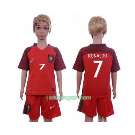 Billige Fotballdrakter Portugal Cristiano Ronaldo 7 Barn Hjemmedraktsett Euro 2016 Kortermet