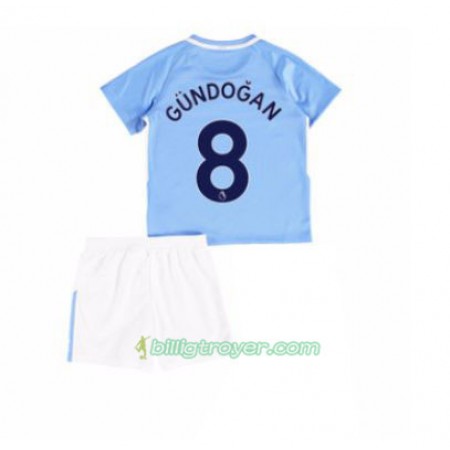 Billige Fotballdrakter Manchester City Ilkay Gundogan 8 Barn Hjemmedraktsett 2017/18 Kortermet