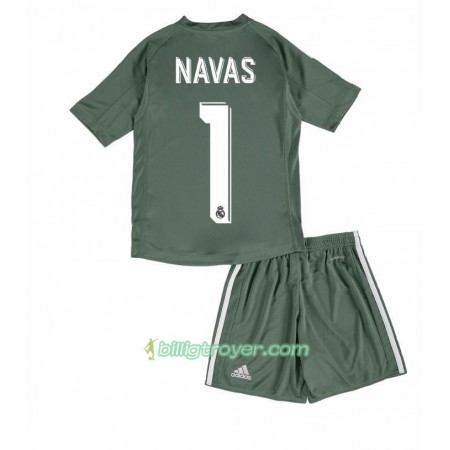 Billige Fotballdrakter Real Madrid Keeper  Keylor Navas 1 Barn Hjemmedraktsett 2017/18 Kortermet