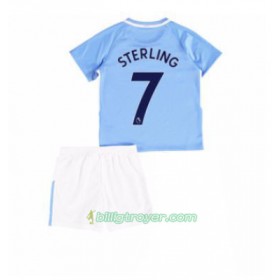 Billige Fotballdrakter Manchester City Raheem Sterling 7 Barn Hjemmedraktsett 2017/18 Kortermet
