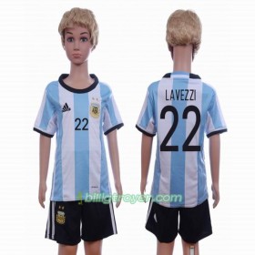 Billige Fotballdrakter Argentina Lavezzi 22 Barn Hjemmedraktsett 2016 Kortermet
