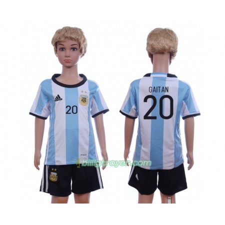 Billige Fotballdrakter Argentina Gaitan 20 Barn Hjemmedraktsett 2016 Kortermet