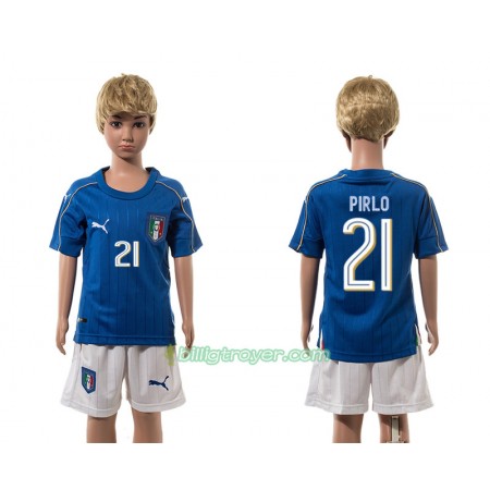 Billige Fotballdrakter Italia Pirlo 21 Barn Hjemmedraktsett 2016 Kortermet