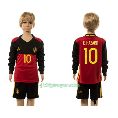 Billige Fotballdrakter Belgia Hazard 10 Barn Hjemmedraktsett 2016 Langermet