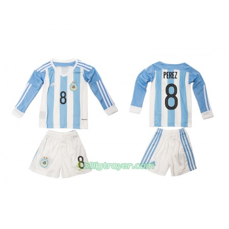 Billige Fotballdrakter Argentina Perez 8 Barn Hjemmedraktsett 2016 Langermet