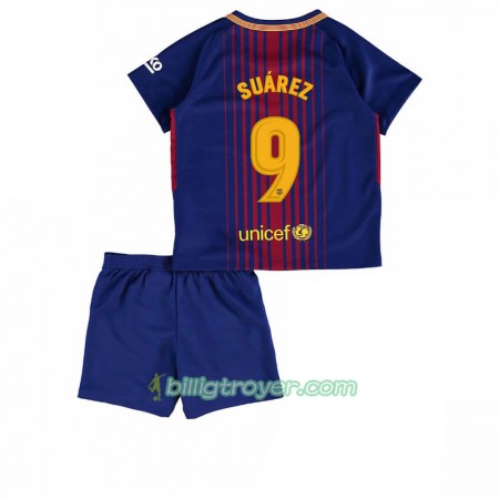 Billige Fotballdrakter FC Barcelona Luis Suarez 9 Barn Hjemmedraktsett 2017/18 Kortermet
