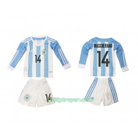 Billige Fotballdrakter Argentina Mascherano 14 Barn Hjemmedraktsett 2016 Langermet