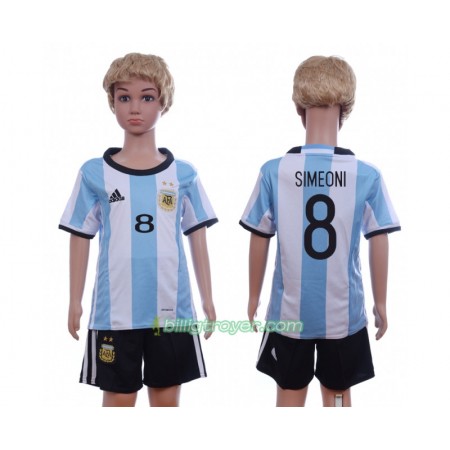 Billige Fotballdrakter Argentina Simeoni 8 Barn Hjemmedraktsett 2016 Kortermet