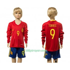 Billige Fotballdrakter Spania Torres 9 Barn Hjemmedraktsett 2016 Langermet