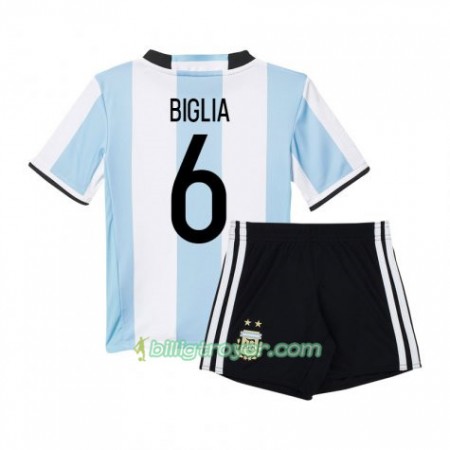 Billige Fotballdrakter Argentina Biglia 6 Barn Hjemmedraktsett 2016 Kortermet