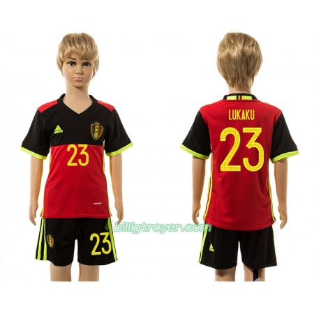 Billige Fotballdrakter Belgia Lukaku 23 Barn Hjemmedraktsett 2016 Kortermet