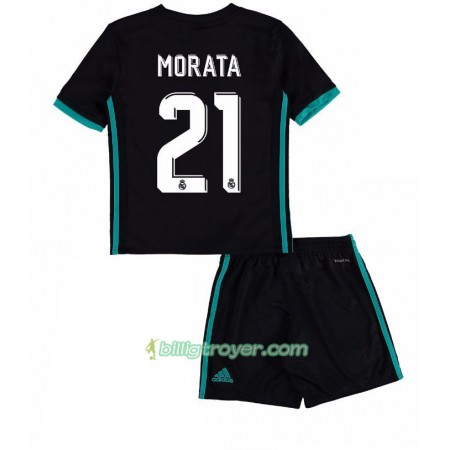 Billige Fotballdrakter Real Madrid Alvaro Morata 21 Barn Bortedraktsett 2017/18 Kortermet
