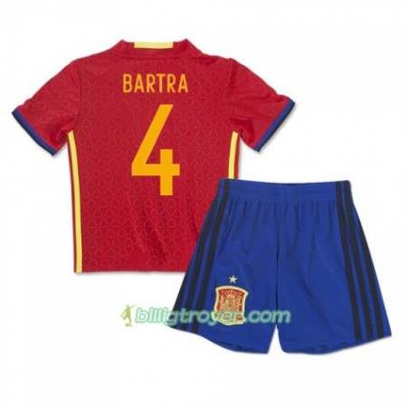 Billige Fotballdrakter Spania Bartra 4 Barn Hjemmedraktsett 2016 Kortermet